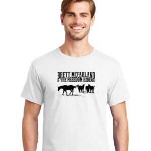 Men’s white tee with a horse design